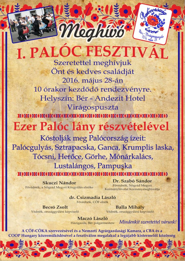 Palóc fesztivál meghívó plakát